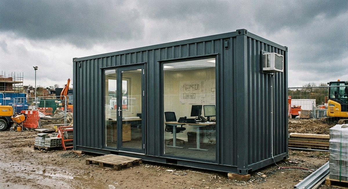 Moderner Bürocontainer mit Glasfront