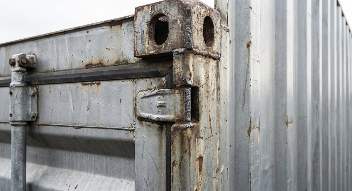 Stahlstruktur und Schweißnähte eines Containers