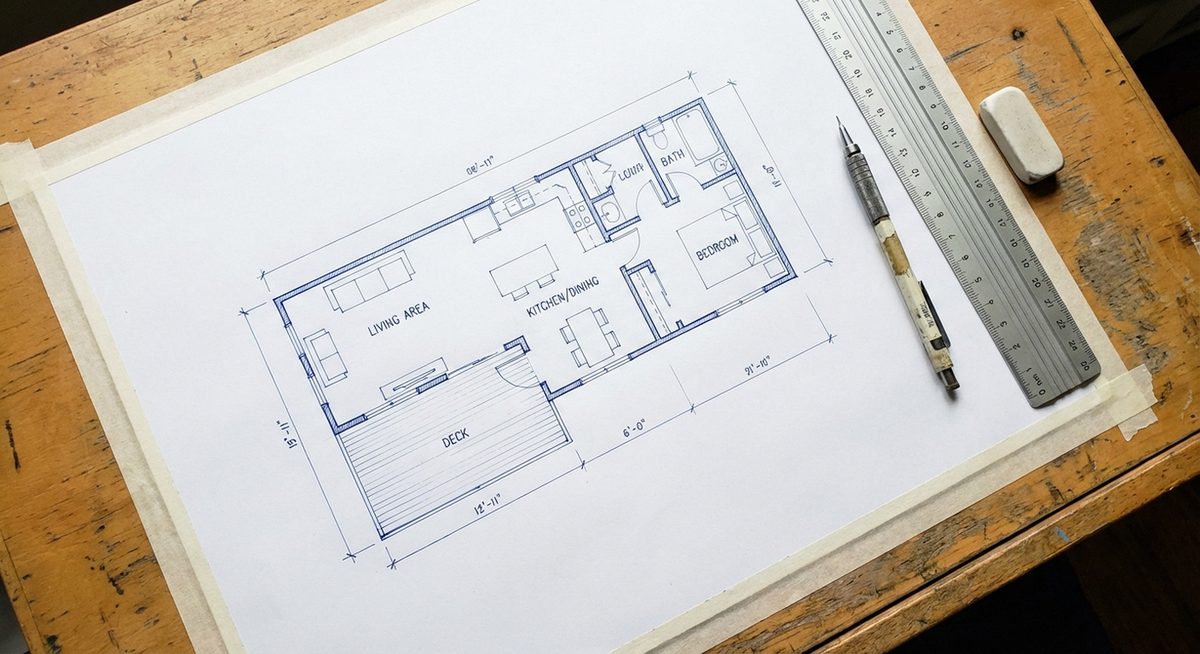 Architektonischer Grundrissplan eines Containerhauses